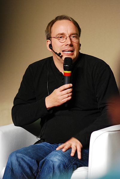 Image of Linus Torvalds at Linuxcon 2011