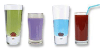 Picture of four glasses filled with various liquids.