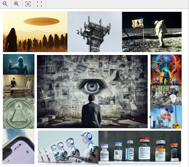 Visualization through image collage for Conspiracy Theory Main Page Layout