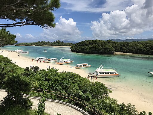 Boats docked in Kabira Bay, Okinawa 