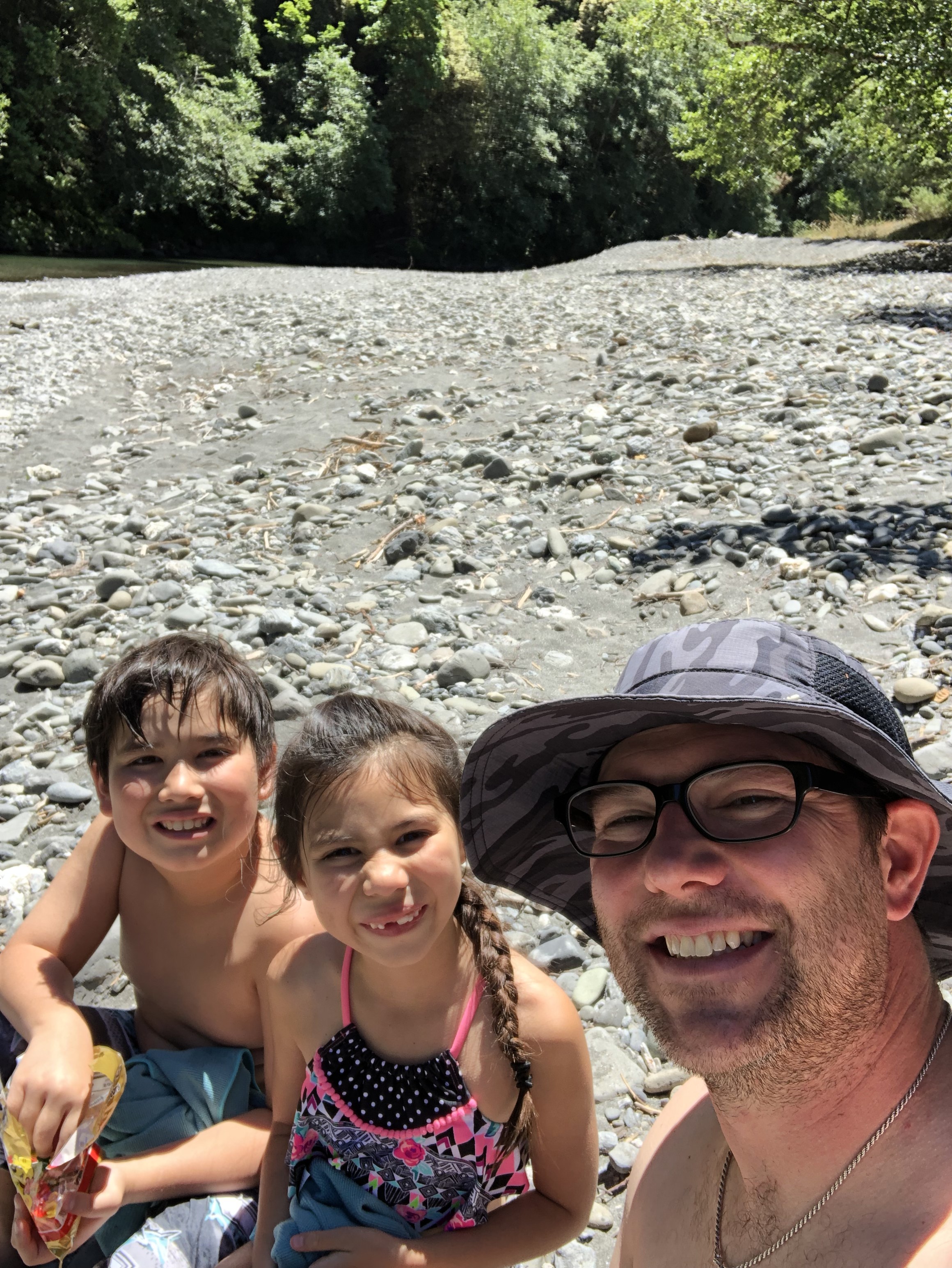 Me and my kids on a gravel bar in Redwood Creek.