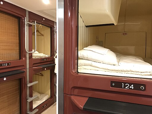 Inside capsule at capsule hotel in tokyo