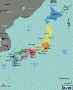 Regions of Japan map