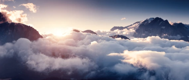 Majestic mountain landscape at sunrise
