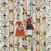 Embroidered coverlet (Colcha) by Doña Rosa Solís y Menéndez