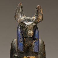 Funerary figure of Duamutef gifted by  Edward S. Harkness 