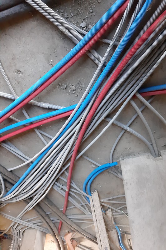 Conduits before concrete floor